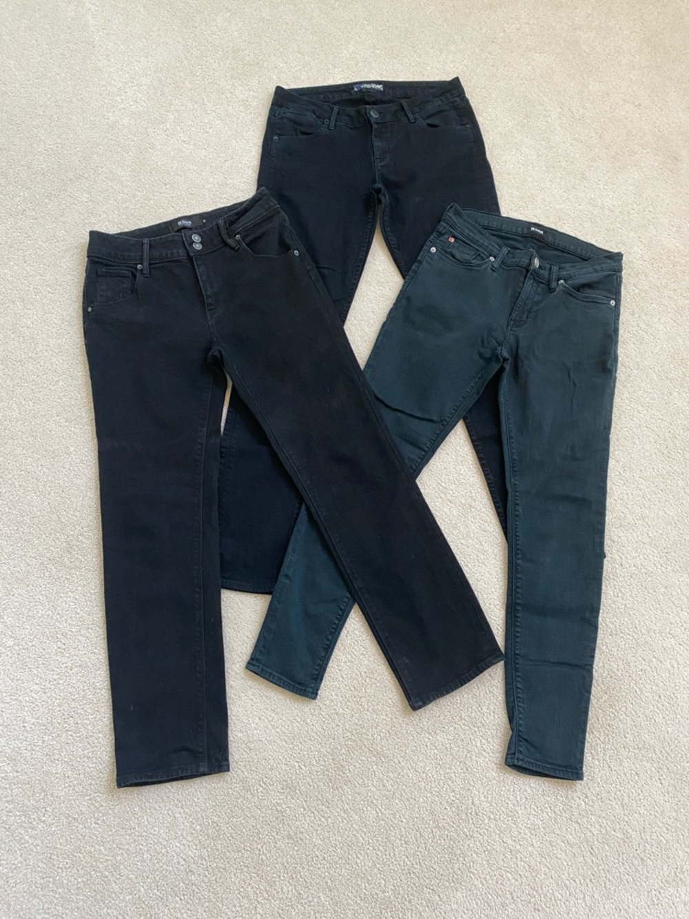 Three Pairs of HUDSON Black/Charcoal Slim Jeans